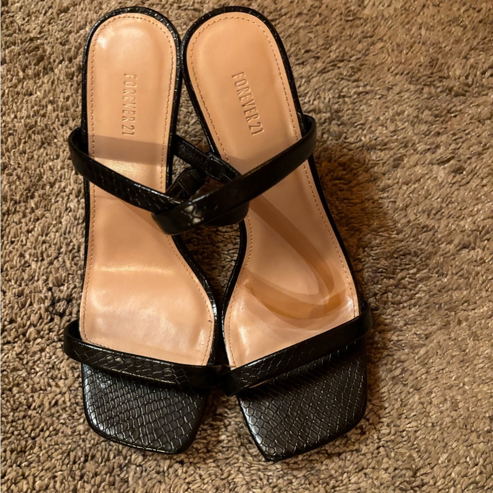 Forever 21 Black Strappy Heels